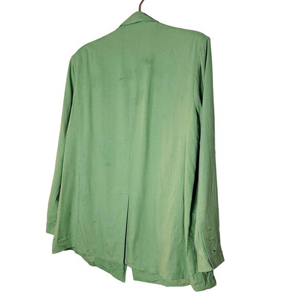 THAKOON COLLECTIVE Green Oversized Linen Blazer Size 12 - Picture 4 of 14